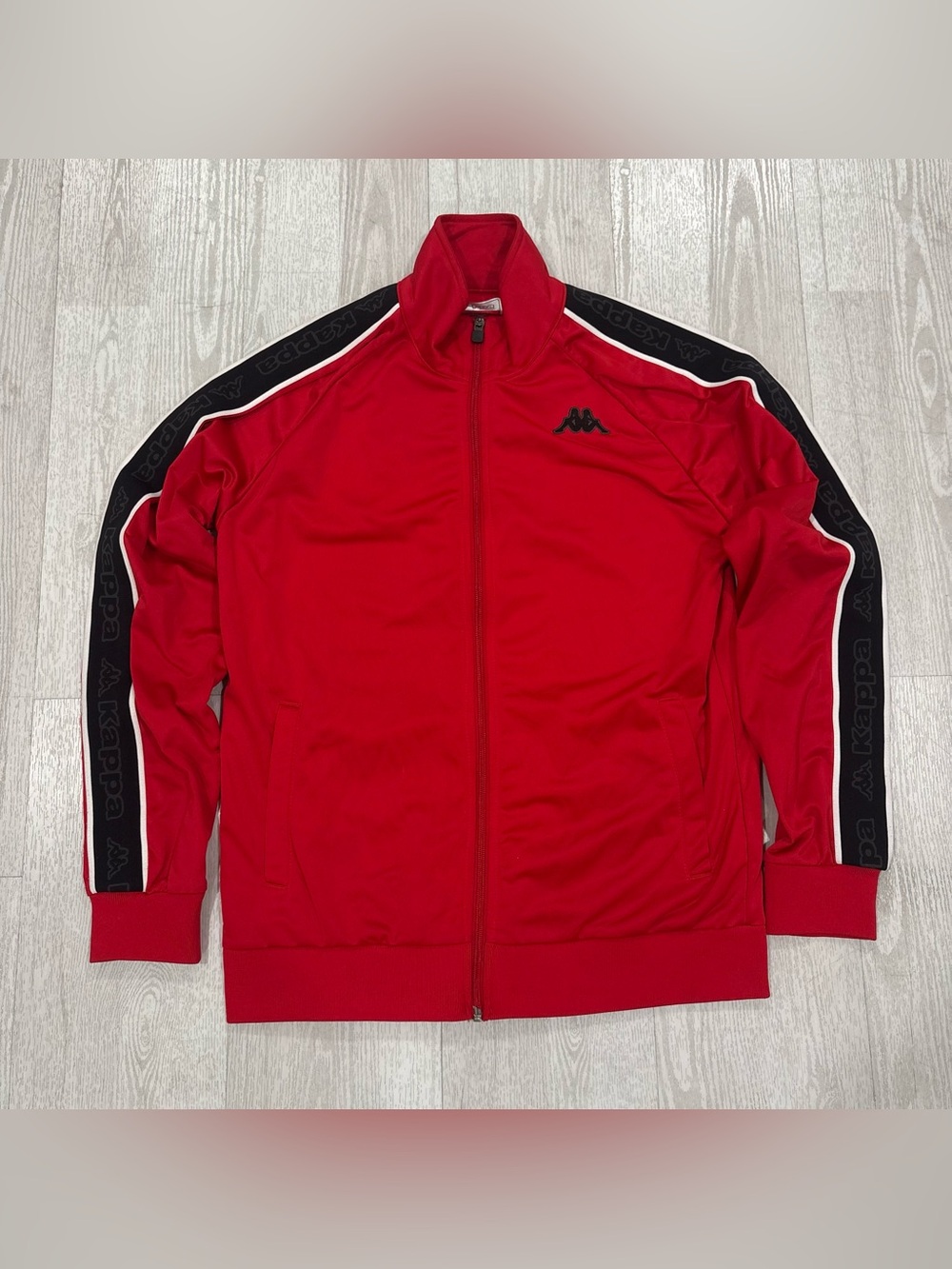 Kappa Red Track Jacket with Black Logo Tape
